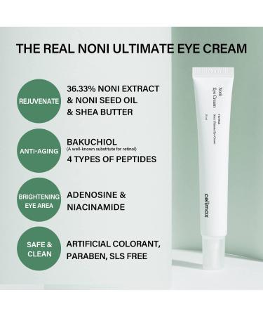 CELIMAX The Real Noni Ultimate Eye Cream 20ml - Anti-Aging & Wrinkle with Noni Fruit Extract, Bakuchiol & Retinol | Korean Skin Care for Sensitive Eyes - Buy Online on GoSupps.com