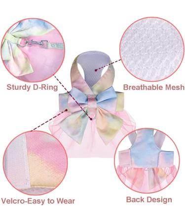 Dog Harness Dress with Leash Set Princess Dog Tutu Skirt for Small Dogs Girl Cute Bow Puppy Dresses Pet Clothes Doggie Outfits Apparel (XS Grey) XS Grey - Buy Online on GoSupps.com