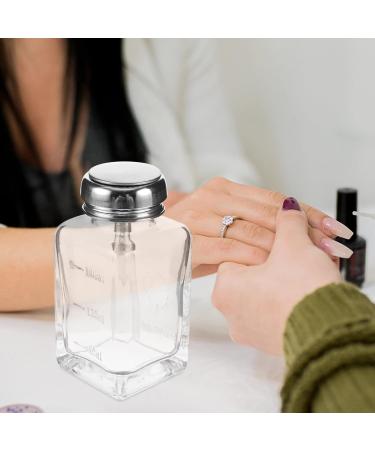 Beaupretty Clear Glass Push Down Dispenser Bottle for Nail Polish and Makeup Remover 180ML Empty One Touch Glass Pump Dispenser with Flip Top Cap - Buy Online on GoSupps.com