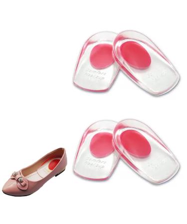 2Pairs Heel Cushion Pads Red Invisible Transparent Gel Heel Pads Heels Shoe Comfort Inserts Cushioning Shock Shoes Cushions for Relief Achilles Pain and Support Leg Fit Women/Children's/Men Reusable Small Red