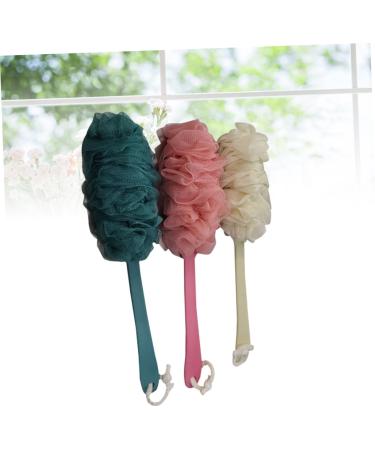 Buy Wooden Long Handle Bath Flower Sponge Set | Exfoliating Shower Balls & Towels - 3pcs for Ultimate Bath Experience - Buy Online on GoSupps.com