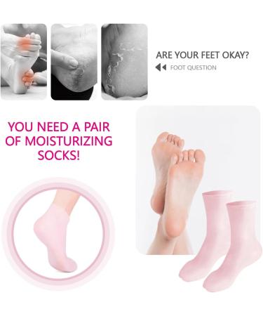 Silicone Moisturizing Gel Heel Socks for Dry Cracked Feet - Anti-Slip Spa Socks for Men and Women - Long Moisturizing Socks with Non-Slip Dots - SEBS Material with Vitamin - Pink (Size L) - 40-44 - Buy Online on GoSupps.com