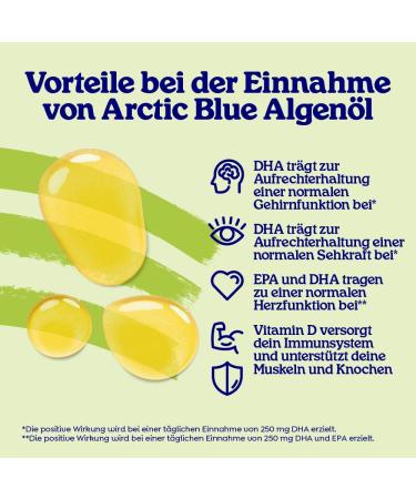 Arctic Blue Omega 3 Premium Vegan Oil - 150ml - 370mg DHA & 75mg EPA & 350mg ALA Per Serving - Contains Seaweed Oil & Hemp Oil with Vitamin - Buy Online on GoSupps.com