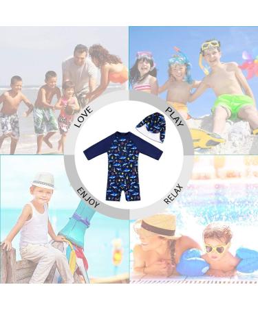 UPF 50+ Navy Shark Zipper Swimwear for Baby Boys/Girls | Toddler One Piece Swimsuit with Snap Bottom | Sun Protection | 2-3 Years - Buy Online on GoSupps.com