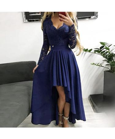Elegant Blue Long Ball Dress for Women | Sleeveless V-Neck Evening & Cocktail Dress | A-Line Floor-Length Maxi Dress with Slit - Buy Online on GoSupps.com
