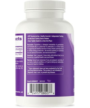 AOR Pantethine 375mg - Bioactive Vitamin B5 Supplement - 90 Capsules - Buy Online on GoSupps.com