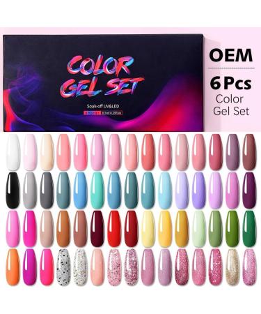 Nail Polish Gel 6Pcs/Set x8.5ml Soak Off Gel UV LED Semi Permanent Varnish for Nail Art 100Colors for Base Top Coat Gifts - (Color: STE13) - Buy Online on GoSupps.com