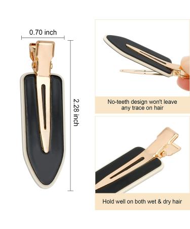 AMCAMI 4 PCS No Crease Hair Clips - Classic Black & White Alligator Barrettes for Styling with No Bend Feature | Ideal for Hairdressing, Bangs, Waves, Makeup Application - Buy Online on GoSupps.com