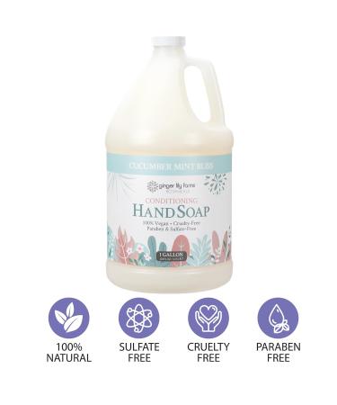 Ginger Lily Farms Botanicals Conditioning Liquid Hand Soap Refill 100% Vegan & Cruelty-Free Cucumber Mint Bliss Scent 1 Gallon (128 fl oz) - Buy Online on GoSupps.com