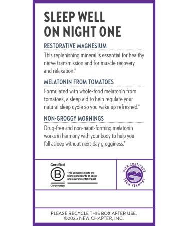 New Chapter Magnesium + Plant-Based Melatonin Supplement with 2.5X Better Absorption Magnesium Glycinate & Non-GMO Melatonin 1 mg from Tomato Sleep Aid & Muscle Relaxation* - 60 Tablets - Buy Online on GoSupps.com