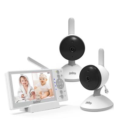 Baby Monitor with 2 Cameras, JouSecu Video Baby Monitor, 4.3 Inches LCD Split Screen, 1000ft Range Rechargeable Battery, with 2 Way Audio ,Temperature Detection ,Baby Crying Detection ,Night Vision