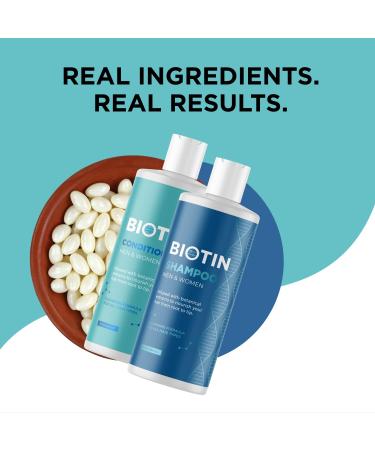 Biotin Volumizing Shampoo & Conditioner Set for Dry, Damaged Hair - Sulfate-Free with Biotin, Coconut Oil, Keratin - 8 Fl Oz (Pack of 2) - Buy Online on GoSupps.com