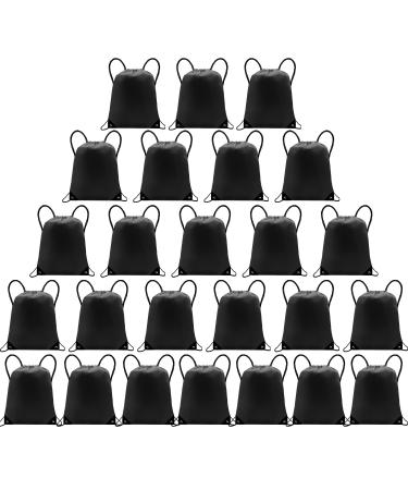 Zantrech 25 Pack black Drawstring Backpack Bags Drawstring Backpack Bulk Polyester Drawstring Bags For Sport Storage Black 25