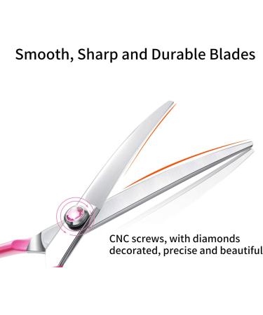 Moontay 6.5 Curved Dogs Grooming Scissors | Professional 440C Japanese Stainless Steel Shears for Dogs, Cats, and Pets - Pink - Buy Online on GoSupps.com