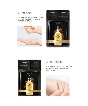 Buy VENZEN 3 Steps 24k Gold Hyaluronic Acid Mask - Oil Control Hydrating Essence | 5 Pack for International Shipping - Buy Online on GoSupps.com