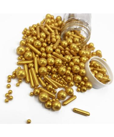 Metallic/Shimmer Balls Edible Cupcake Cake Topper Sprinkles 120g/ 4.2oz Gold Cupcake Cake Decoration Mix (Gold) - Buy Online on GoSupps.com