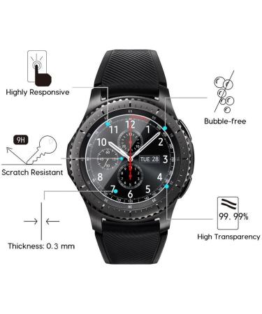 4-Pack Gear S3 Tempered Glass Screen Protector - Akwox Clear Protective Film for Samsung Gear S3 Frontier/Classic 1.3 Inch Smart Watch - Buy Online on GoSupps.com