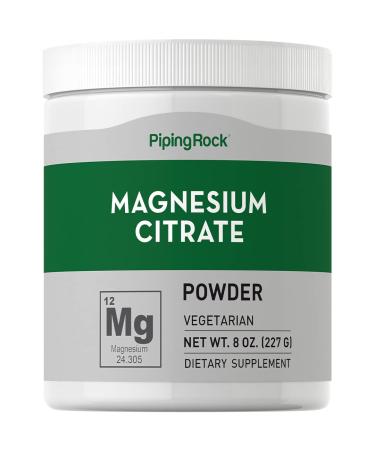 Magnesium Citrate Powder | 8 oz | Vegetarian Non-GMO Gluten Free Supplement | by Piping Rock