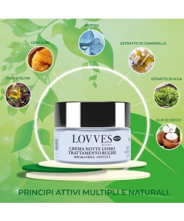 LOVVES AntiWrinkle Night Cream for Men High Quality Natural Cosmetics Restores the skin during the night Antioxidant effect Prevents premature aging Easy absorption 50 ml - Buy Online on GoSupps.com