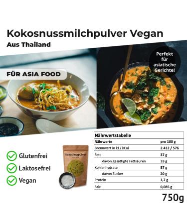 Coconut Milk Powder Vegan 750g - Dried Coconut Milk for Smoothies & Cooking | Eco-Friendly & Delicious - Buy Online on GoSupps.com