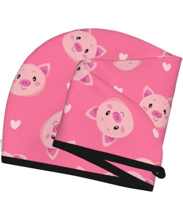 Hair Towel Wrap - Quick-Dry Cartoon Pigs & Hearts Towel Turban | Best Hair Drying Towel for Effortless Styling - Buy Online on GoSupps.com