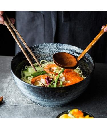 Bowl Creative Ceramic Soup Bowl Round Fruit Bowl Household 1500ml Large Ramen Bowl Japanese Retro Stoneware Tableware Kitchenware