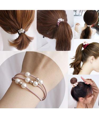 Winrase 3-in-1 High Elastic Rubber Band Hair Ties with Shiny Beads - Set of 24 | Loss-proof Hair Accessories for Women and Girls - Buy Online on GoSupps.com