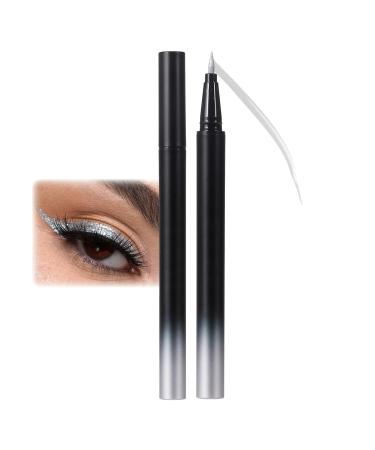 EONFAVE Metallic glitter eyeliner silver diamond liquid eyeliner liquid glitter waterproof and stain resistant silver metallic eyeliner highly pigmented and durable for the