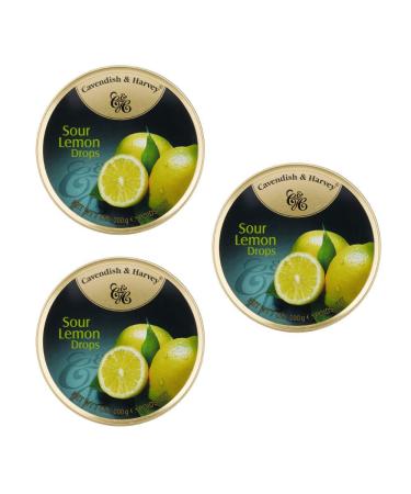 Cavendish & Harvey Sour Lemon Candy Imported from Germany - 7 Ounce/ 200g Tin (3 Pack)