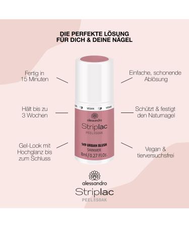 Alessandro Striplac UV Nail Polish Urban Blush - Vegan Peel-Off Long-Lasting & Easy Application - 8ml - Buy Online on GoSupps.com