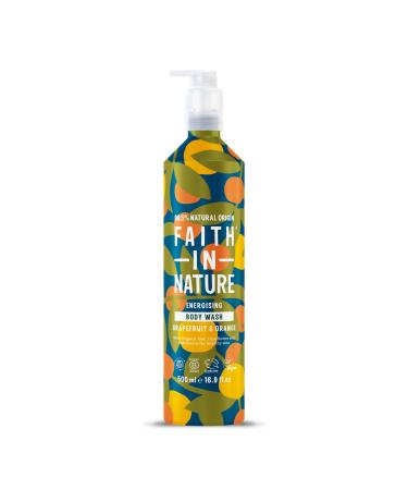 FAITH IN NATURE Natural Aluminium Bottle Body Wash - Vegan & Cruelty Free No SLS or Parabens - 16.9 fl oz Grapefruit & Orange