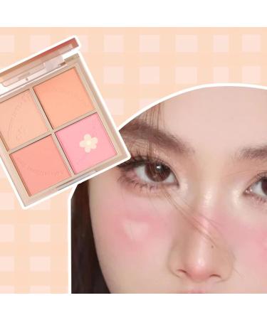 4 Colors Blush Palette Portable Face Blush Palette Saturated Versatile Pressed Makeup Blush Palette for Women - Buy Online on GoSupps.com