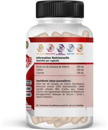 Taurine Caffeine and Eleutherococci | Energy and Power Boosting | Powerful Energy Stimulating | Instant Energy Booster | Stimulates Muscle Performance | 60 Capsules - Buy Online on GoSupps.com