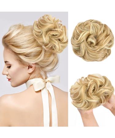 AOMIG Messy Bun Hair Piece Updo Hair Bun Extensions Curly Wavy Extensions Hairpieces Bun Hair Scrunchies Fake Hair Accessories for Women Girls Dark golden yellow