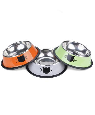 Legendog 3PCS Pet Bowl Stainless Steel Non-Skid Base Dog Bowl Cat Bowl with 2 Food Scoop Multicolor