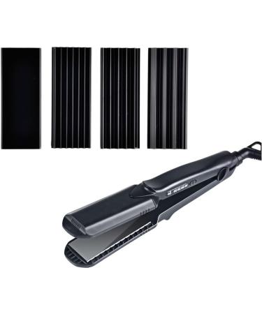 4 in 1 Hair Crimper & Flat Iron - Ceramic Hair Straightener Curling Iron & Waver - Interchangeable 1.5 Inch Plates for Perfect Styling - Buy Online on GoSupps.com