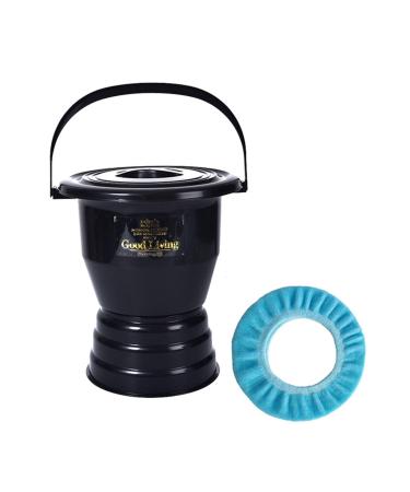 NEDLON Chamber Pot Bedpan Urinal with Toilet Seat Urine Pots Bucket with Lid Handle Portable Potty for Women Men Elderly (Color : Black Size : 27.5cm) 27.5cm Black