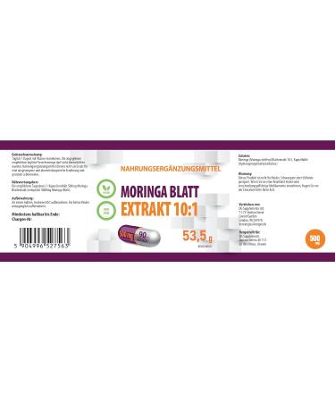 Moringa Leaf Equivalent to 5 000mg (500mg of 10:1 extract) 90 Vegan Third Party Tested Laboratory Tested High Strength Supplement - Buy Online on GoSupps.com