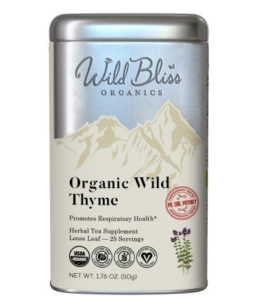 Organic Wild Thyme Tea - Caffeine Free Loose Leaf Herbal Tea - Pharmacopoeia Potency - 1.76 Oz - 25 Servings Thyme 25 Servings
