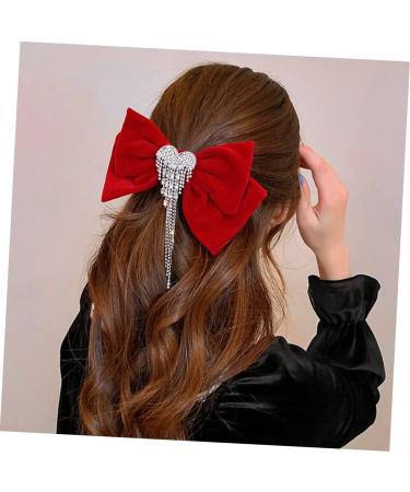 DOITOOL Tassel Hair Clip Red Hair Clips Hair Accessories for Girls Barrettes for Girls Rhinestone Barrettes for Women Womens Barrettes for Hair Girls Tiara Miss Spring Clip Velvet Bow Tie - Buy Online on GoSupps.com