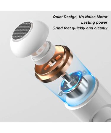 Professional Pedicure Tools Kit USB Rechargeable 2 Speed Silent Portable Foot Grinder for Dead Skin Cracked Heel Electric Feet Callus Remover Portable Electronic Foot File Pedicure Tools (White) - Buy Online on GoSupps.com