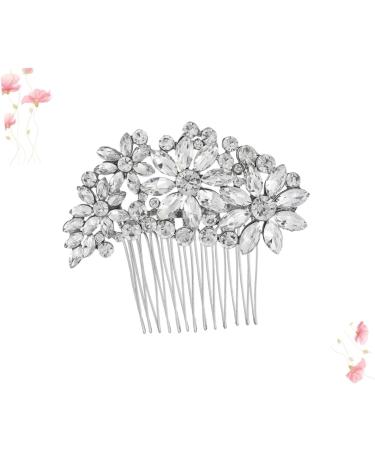Ipetboom Bridal Headdress Hair Comb Silver Headpiece Bride Insert Comb Wedding Headpiece for Bride Empty Metal Pans for Makeup Silicone Ear Covers Tiara Miss Rhinestones Hair up - Buy Online on GoSupps.com