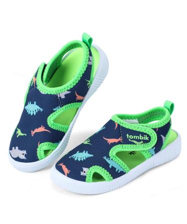 tombik Toddler Cute Aquatic Water Shoes Boys/Girls Beach Sandals 8 Toddler Blue/Green/Dinosaur