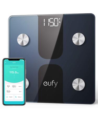eufy by Anker, Smart Scale C1 with Bluetooth, Body Fat Scale, Wireless Digital Bathroom Scale, 12 Measurements, Weight/Body Fat/BMI, Fitness Body Composition Analysis, Black/White, lbs/kg. Scale C1 Black