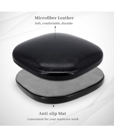 Nail Arm Rest with Microfiber Leather Cushion | Non-Slip Elbow Pad for Nail Techs & Office Use - Black - Buy Online on GoSupps.com