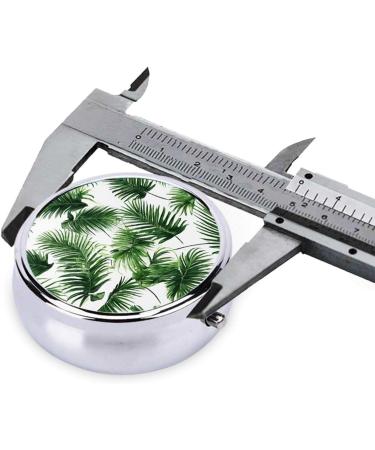 Palm Tree Green Leaves Mini Round Pill Box - 3 Compartment Travel Organizer for Medicine & Supplements - Buy Online on GoSupps.com