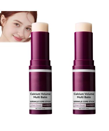 Nuvilo Calcium Volume Multi Balm Stick Anti-Wrinkle with Collagen Extract Moisturizing and Elastic Balm for Face Eyes and Lips Versatile Care for Daily Use (2 Pieces)