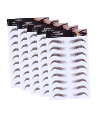 Didiseaon 5pcs Eyebrow Stickers Temporary Brow Tattoos Eyebrow Transfer Stickers Piece of Paper Miss Cosmetic 21x15cm Brown