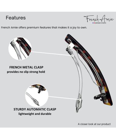 French Amie Oblong Handmade 3.5 Celluloid Automatic Hair Clip Barrette - Strong Hold Clip for Girls & Women - Paris Hair Accessories - Made in France (Tokyo Shell) - Buy Online on GoSupps.com