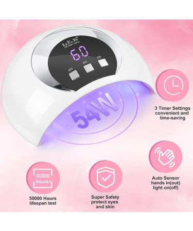 Wisdompark 54W UV LED Nail Lamp with Automatic Sensor - Professional Gel Nail Dryer for Curing Polish - White - Buy Online on GoSupps.com